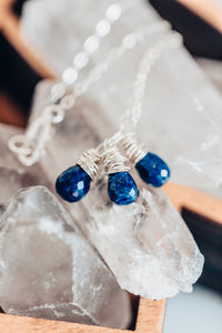 Lapis Lazuli Gemstone Drops Sterling Silver Necklace As Seen On Seal Team