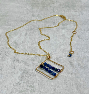 Gemstone Geometric Pendant 14k Gold Filled Necklace