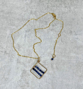 Gemstone Geometric Pendant 14k Gold Filled Necklace